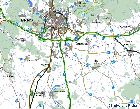 mapa okoli Brna